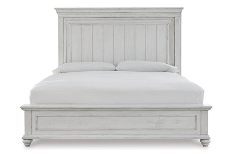 Kanwyn Whitewash King Panel Bed by Ashley at Eve Furniture