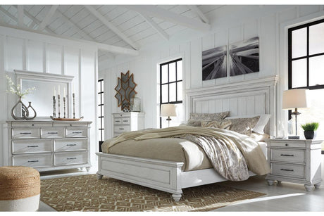 Kanwyn Whitewash King Panel Bed by Ashley at Eve Furniture