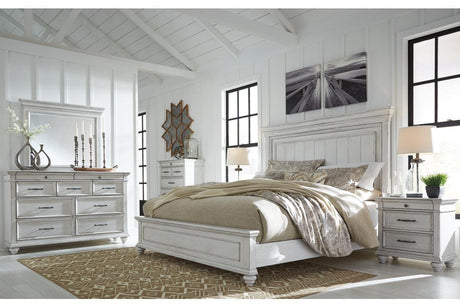 Kanwyn Whitewash King Panel Bed by Ashley at Eve Furniture
