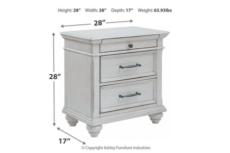Kanwyn Whitewash Nightstand by Ashley at Eve Furniture