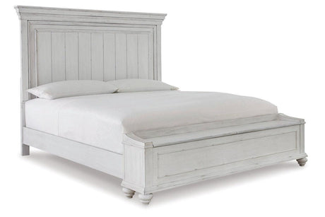 Kanwyn Whitewash Queen Panel Bed with Storage Bench by Ashley at Eve Furniture