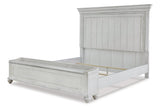 Kanwyn Whitewash Queen Panel Bed with Storage Bench by Ashley at Eve Furniture