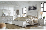 Kanwyn Whitewash Queen Panel Bed with Storage Bench by Ashley at Eve Furniture