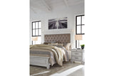 Kanwyn Whitewash Queen Panel Upholstered Bed by Ashley at Eve Furniture