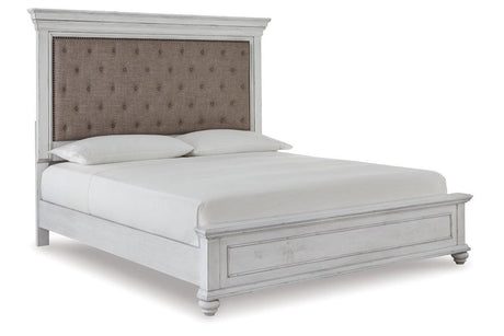 Kanwyn Whitewash Queen Panel Upholstered Bed by Ashley at Eve Furniture
