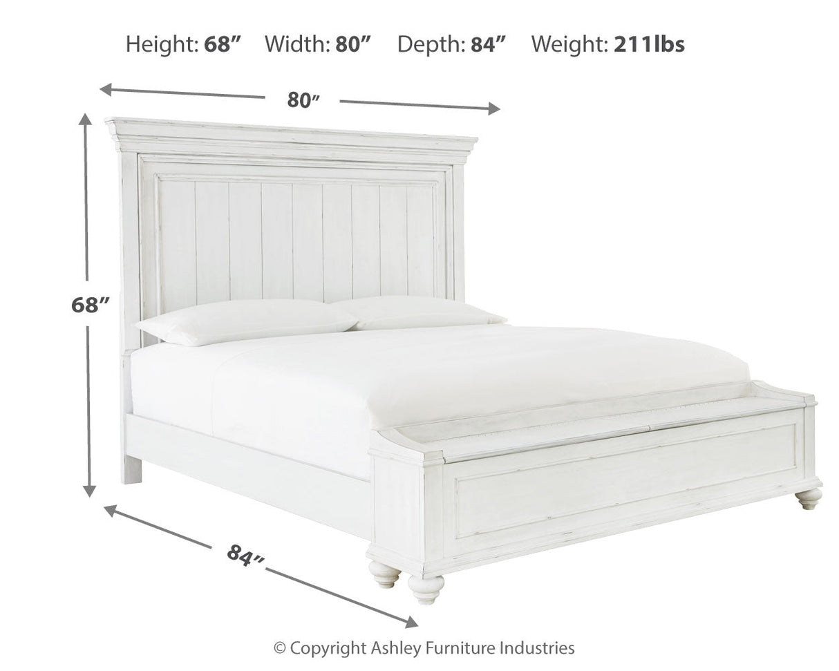 Kanwyn Whitewash Storage Panel Bedroom Set by Ashley at Eve Furniture