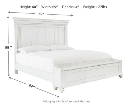 Kanwyn Whitewash Storage Panel Bedroom Set by Ashley at Eve Furniture