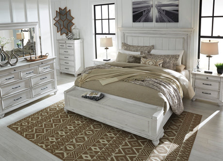 Kanwyn Whitewash Storage Panel Bedroom Set by Ashley at Eve Furniture