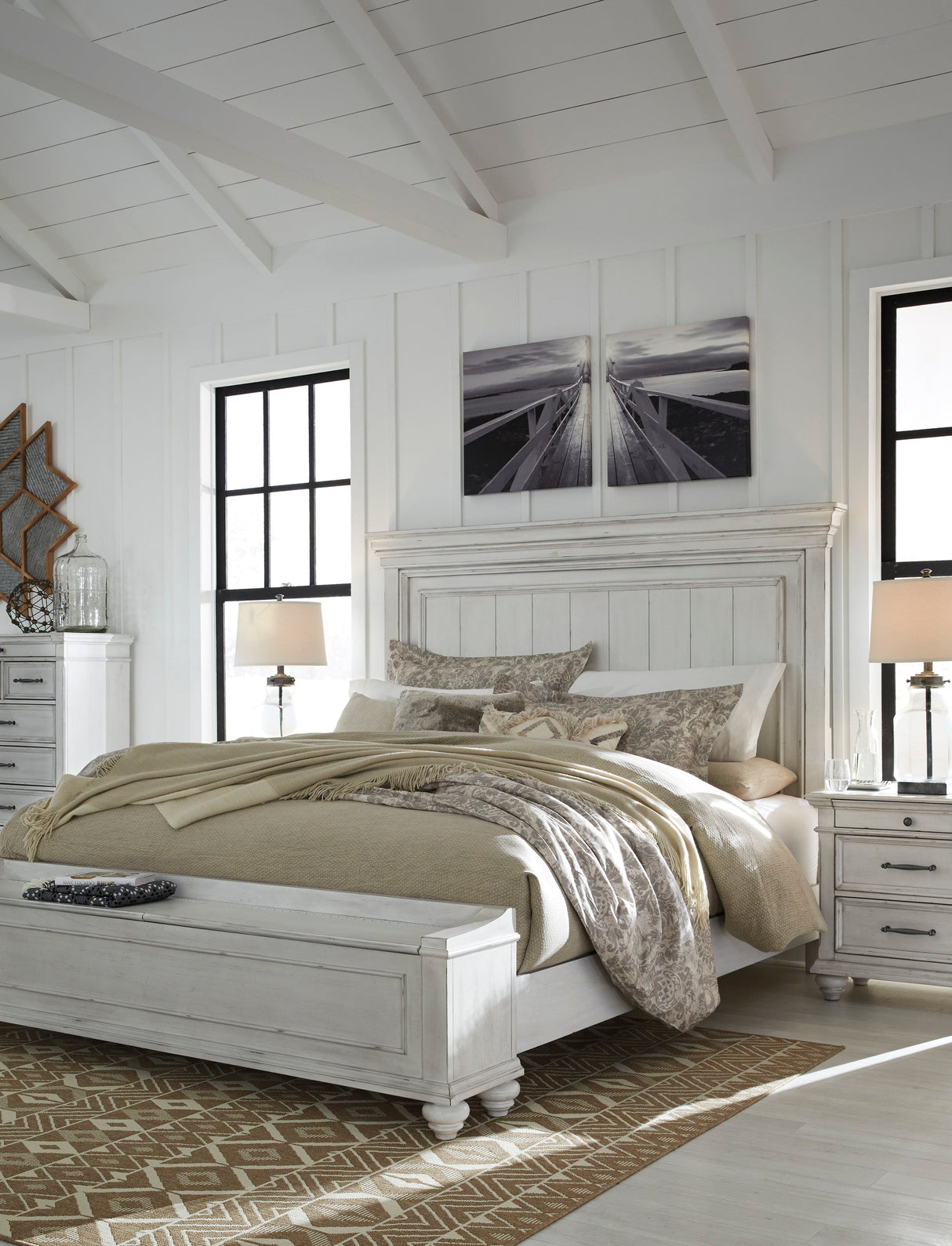 Kanwyn Whitewash Storage Panel Bedroom Set by Ashley at Eve Furniture