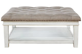 Kanwyn Whitewash Upholstered Ottoman Coffee Table by Ashley at Eve Furniture