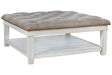 Kanwyn Whitewash Upholstered Ottoman Coffee Table by Ashley at Eve Furniture