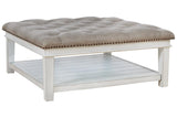 Kanwyn Whitewash Upholstered Ottoman Coffee Table by Ashley at Eve Furniture