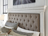 Kanwyn Whitewash Upholstered Panel Bedroom Set by Ashley at Eve Furniture