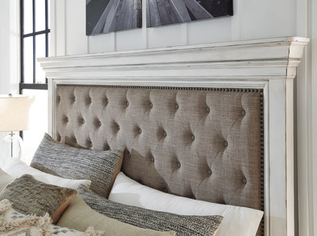 Kanwyn Whitewash Upholstered Panel Bedroom Set by Ashley at Eve Furniture