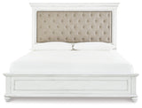 Kanwyn Whitewash Upholstered Panel Bedroom Set by Ashley at Eve Furniture