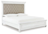 Kanwyn Whitewash Upholstered Panel Bedroom Set by Ashley at Eve Furniture