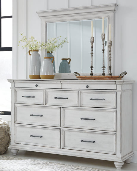 Kanwyn Whitewash Upholstered Panel Bedroom Set by Ashley at Eve Furniture