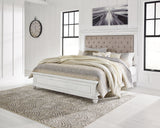 Kanwyn Whitewash Upholstered Panel Bedroom Set by Ashley at Eve Furniture