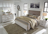 Kanwyn Whitewash Upholstered Panel Bedroom Set by Ashley at Eve Furniture
