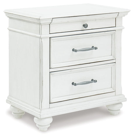 Kanwyn Whitewash Upholstered Panel Bedroom Set by Ashley at Eve Furniture