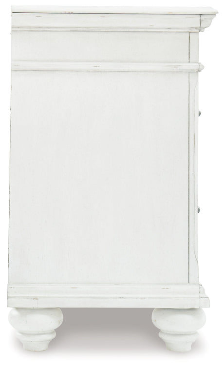 Kanwyn Whitewash Upholstered Panel Bedroom Set by Ashley at Eve Furniture
