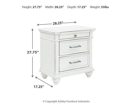 Kanwyn Whitewash Upholstered Panel Bedroom Set by Ashley at Eve Furniture