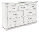 Kanwyn Whitewash Upholstered Panel Bedroom Set by Ashley at Eve Furniture