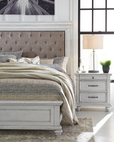 Kanwyn Whitewash Upholstered Panel Bedroom Set by Ashley at Eve Furniture