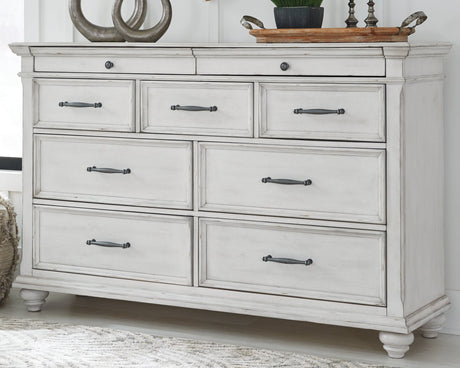 Kanwyn Whitewash Upholstered Panel Bedroom Set by Ashley at Eve Furniture