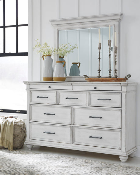 Kanwyn Whitewash Upholstered Panel Bedroom Set by Ashley at Eve Furniture