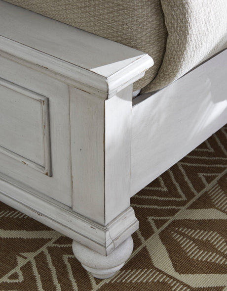 Kanwyn Whitewash Upholstered Panel Bedroom Set by Ashley at Eve Furniture