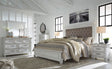 Kanwyn Whitewash Upholstered Panel Bedroom Set by Ashley at Eve Furniture