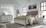 Kanwyn Whitewash Upholstered Panel Bedroom Set by Ashley at Eve Furniture