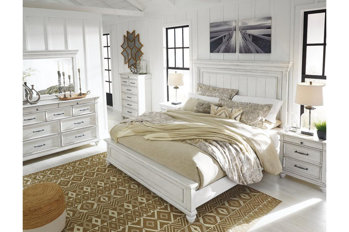 Kanwyn Whitewash California King Panel Bed by Ashley at Eve Furniture