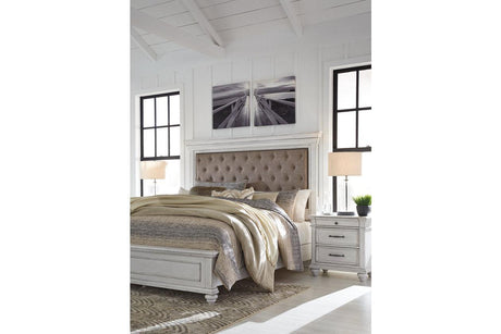 Kanwyn Whitewash King Panel Bed by Ashley at Eve Furniture