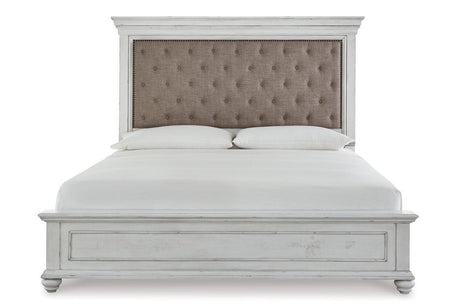 Kanwyn Whitewash King Panel Bed by Ashley at Eve Furniture