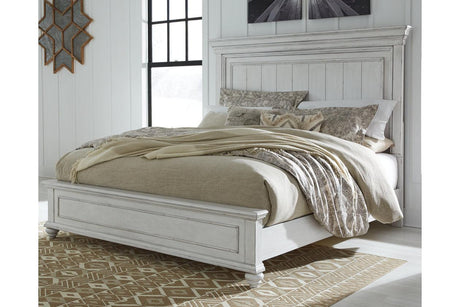 Kanwyn Whitewash King Panel Bed by Ashley at Eve Furniture