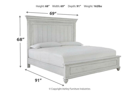 Kanwyn Whitewash Queen Panel Bed by Ashley at Eve Furniture