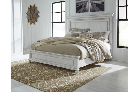 Kanwyn Whitewash Queen Panel Bed by Ashley at Eve Furniture