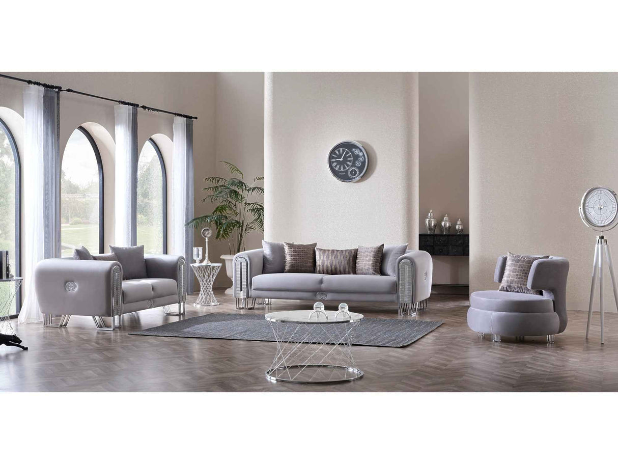 Kapadokya 3-pieces (Sofa & Loveseat & Chair) Livingroom Set in Grey by Furnia at Eve Furniture