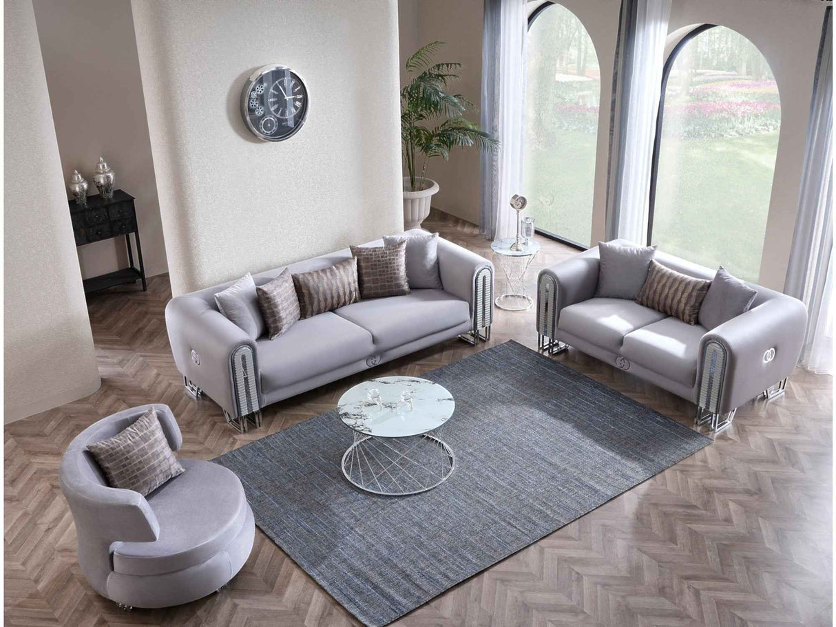 Kapadokya 3-pieces (Sofa & Loveseat & Chair) Livingroom Set in Grey by Furnia at Eve Furniture