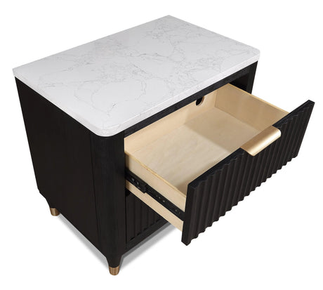 Kara Black Nightstand by Crown Mark at Eve Furniture