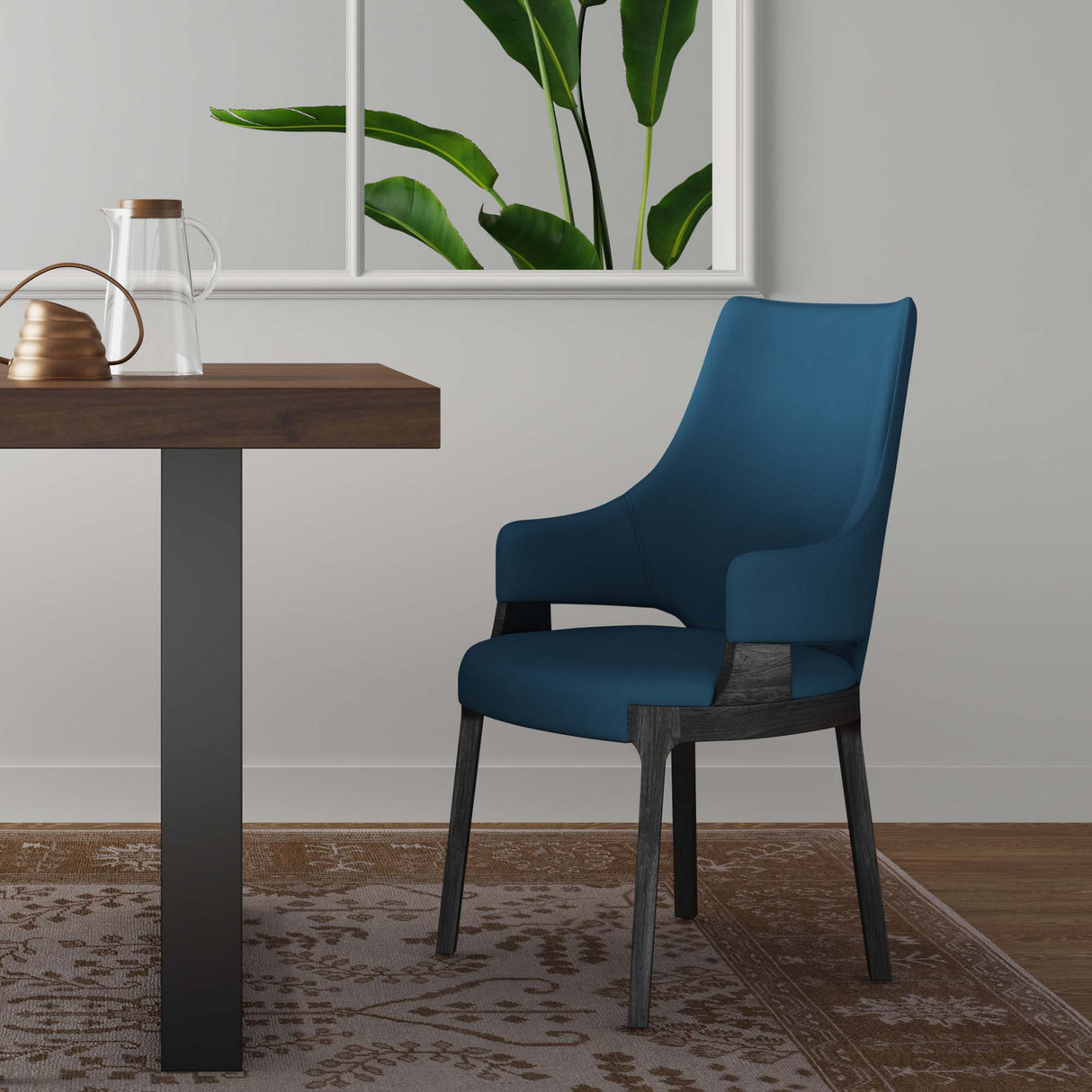 Kara Dining Arm Chair in Blue by Manhattan Comfort at Eve Furniture