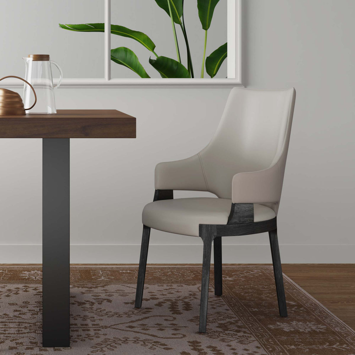 Kara Dining Arm Chair in Light Grey by Manhattan Comfort at Eve Furniture