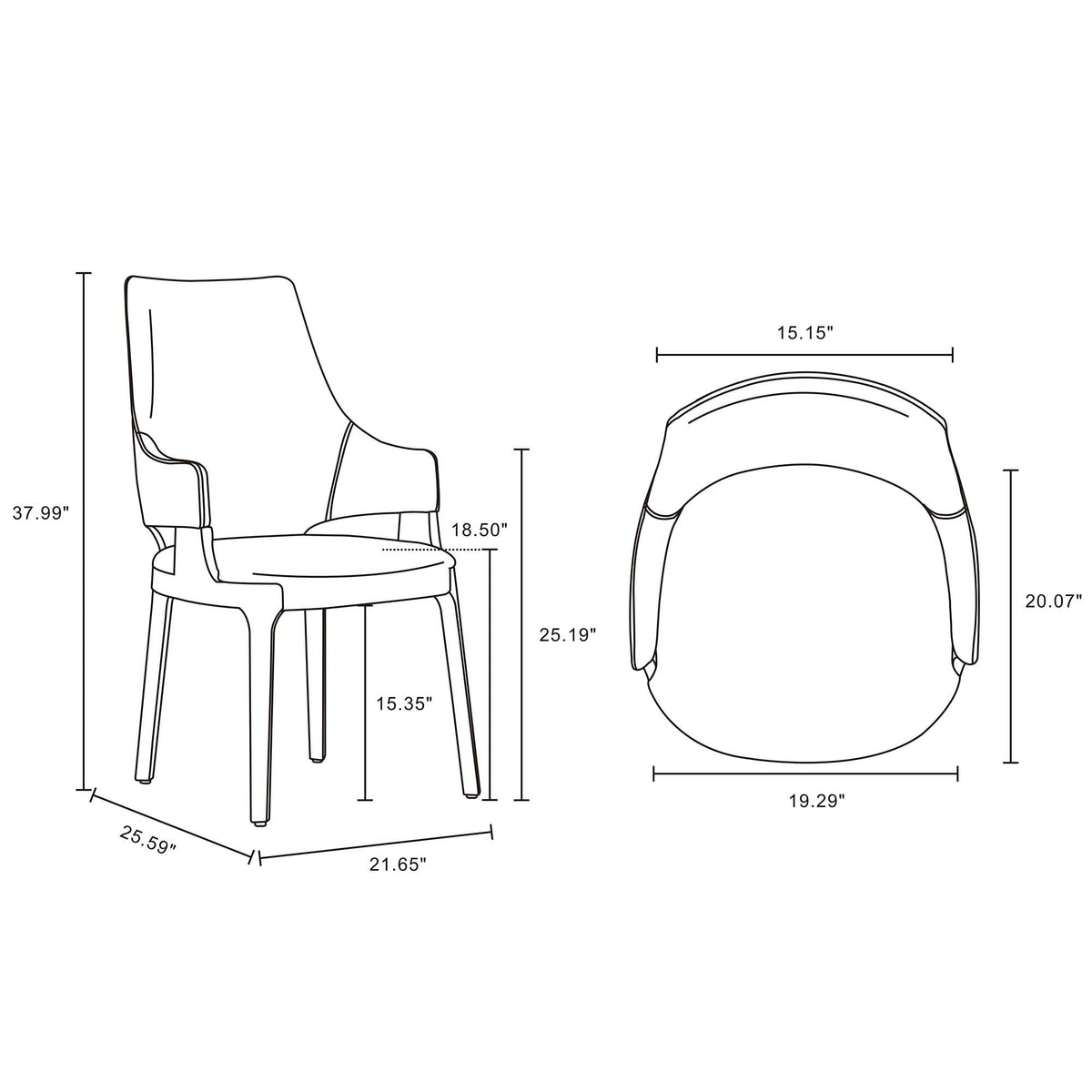 Kara Dining Arm Chair in Light Grey by Manhattan Comfort at Eve Furniture
