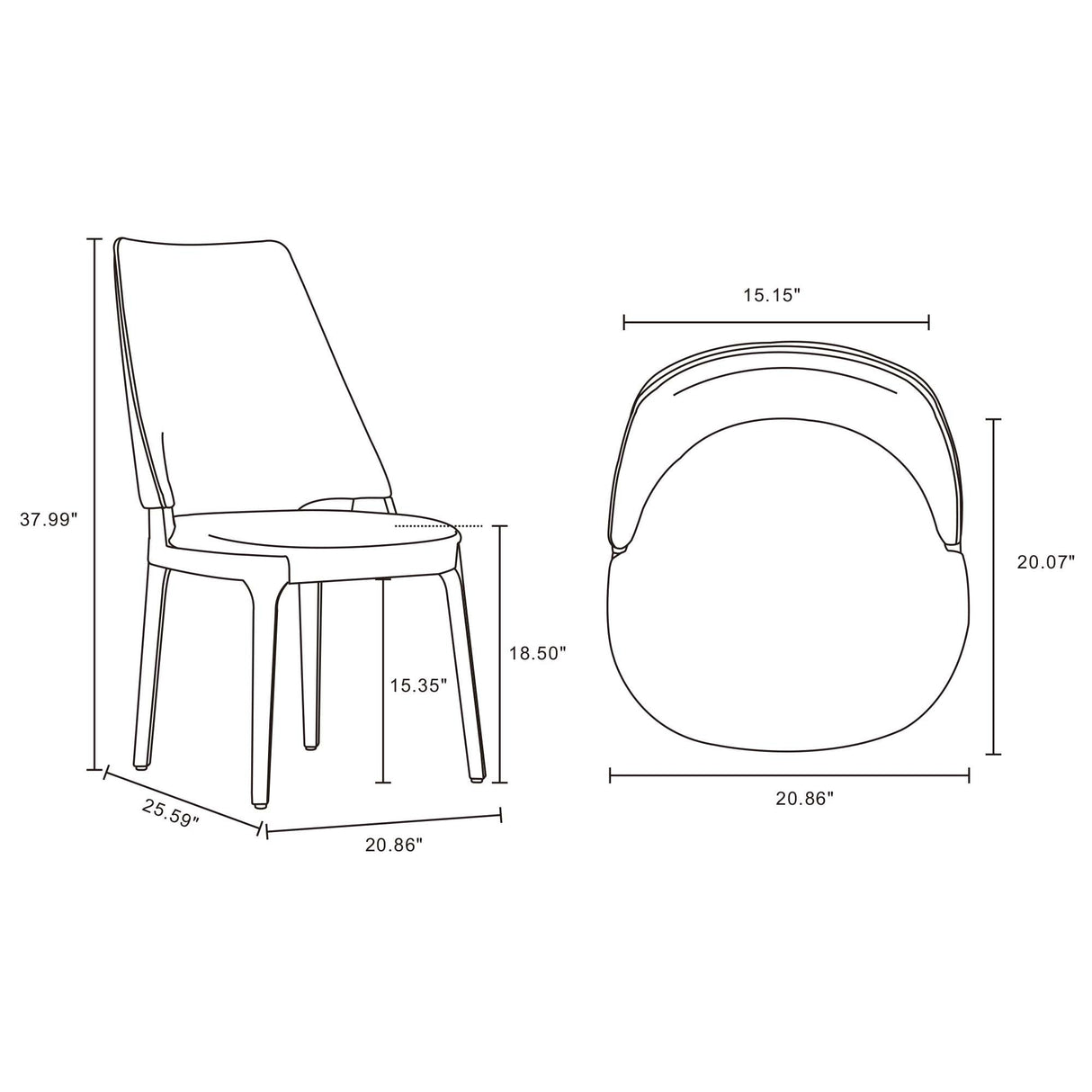 Kara Dining Side Chair in Light Grey (set of 2) by Manhattan Comfort at Eve Furniture