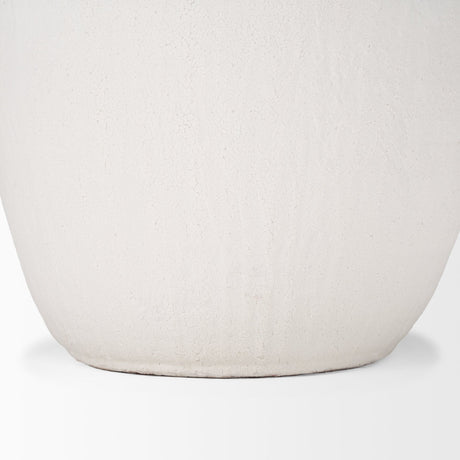 Karakum II Large White Textured Ceramic Vase by Mercana at Eve Furniture