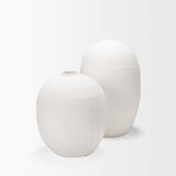 Karakum II Large White Textured Ceramic Vase by Mercana at Eve Furniture