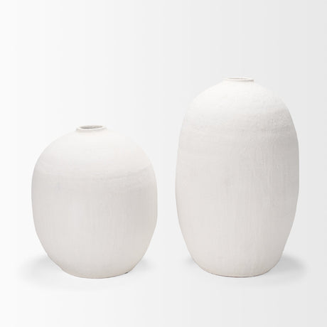 Karakum II Large White Textured Ceramic Vase by Mercana at Eve Furniture