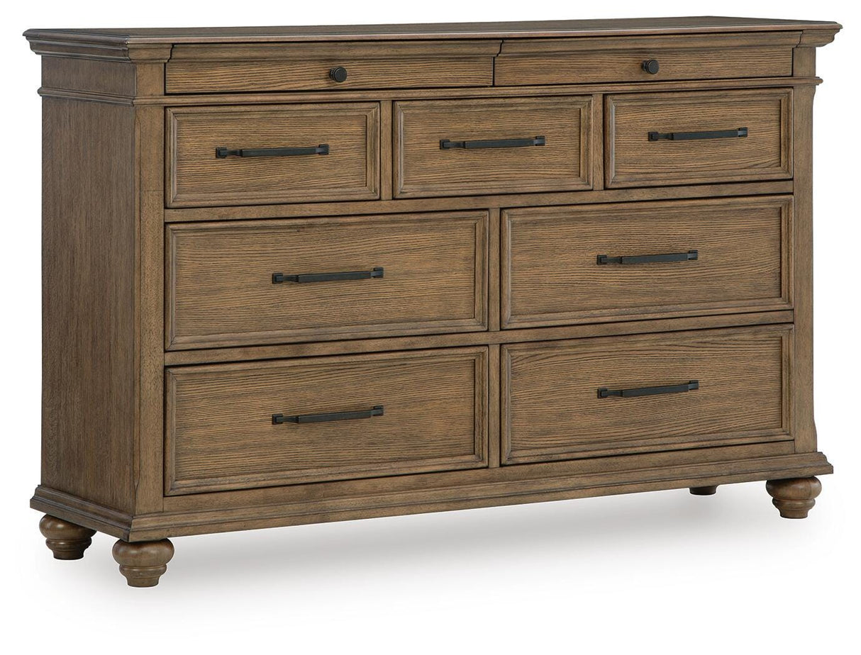 Karallin Medium Brown Panel Bedroom Set by Ashley at Eve Furniture